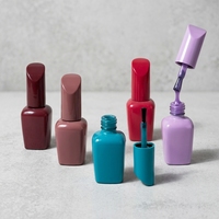 Flacon carré de vernis à ongles en gel de 12 ml, couleur personnalisée, rose, rectangulaire, vide, avec pinceau