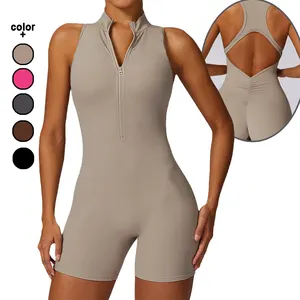 Damessportkleding Uit Één Stuk Gym Yoga Bodysuits Workou Hardlopen Korte Jumpsuit