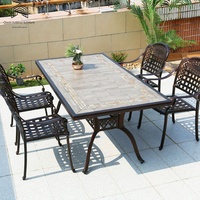 Ensemble de meubles de jardin modernes et durables en aluminium et bois massif, tables et chaises, résistant à l'eau et aux rayons UV, pour 4 personnes, meubles de loisirs pour villa