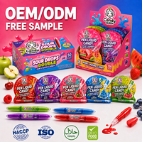 Stylo gel liquide HACCP BRC certifié, bonbons acidulés, avec gommes à mâcher sucrées, confiture liquide aux fruits, bonbons à presser, OEM, marque privée