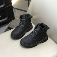 Bottes de travail à semelle épaisse pour enfants, chaussures décontractées à lacets jaunes antidérapantes pour garçons et filles, automne et hiver
