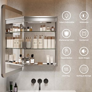Prises électriques Ports Usb Fourniture d'usine Vanité à médicaments LED anti-buée éclairée Salle <span class=keywords><strong>de</strong></span> bain <span class=keywords><strong>avec</strong></span> miroir lumineux - Product Image 2