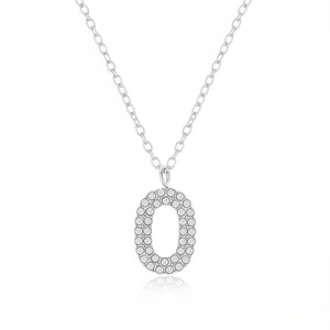 Collar con Colgante de Letra O Amy Amy, Chapado en Rodio, con Circonita Cúbica, Joyería de Moda para Mujer, Regalo, Uso Diario - Product Image 1