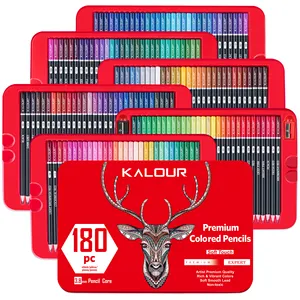 KALOUR marca vendita calda 3.8mm Soft Core Premium a base di olio 180 colori matite colorate Set in scatola di latta