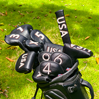 En stock – Housses de tête de fer de golf personnalisées en cuir PU – Ensemble de housses de club brodées avec numéro – Accessoires de golf personnalisés OEM ODM