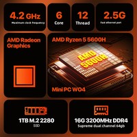 Nuevo AMD Ryzen 7 5700U de Cuatro Núcleos, 2.5G, WiFi 6.0, 5.2 DDR4, 16GB, SSD de 512GB, 2GB de Memoria de Video, Gráficos Integrados, Mini PC Portátil