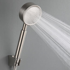 Handheld Shower Head 304 Stainless Steel High Pressure <b>Round</b> Jet Spray Portable <b>Brushed</b> Finish 7.0 Gpm Flow Rate - Product Image 1