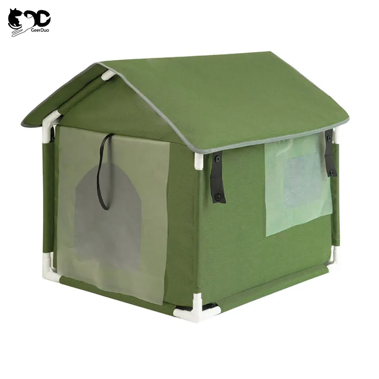 GeerDuo destacável impermeável Windproof exterior Feral Dog Cat Shelter Pet House com cortina intempéries