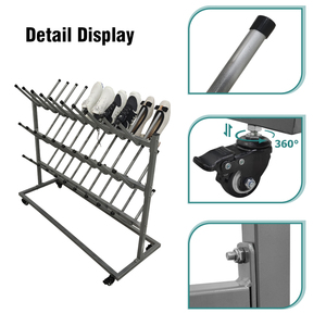 JH-Mech Metal <strong>Shoe</strong> Display <strong>Rack</strong> with Four 360 Degrees Caster <strong>Wheels</strong> Flexible Mobility 30 Pairs Stainless Steel Mobile Boot <strong>Rack</strong> - Product Image 5