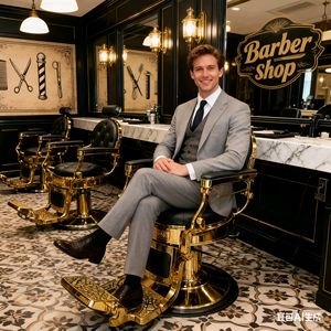 เก้าอี้หนังสังเคราะห์สำหรับช่างตัดผมชายหนังแท้ปรับขนาดได้ - Product Image 3