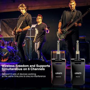 Lekato <b>Wireless</b> Guitar Transmitter <b>Receiver</b> 2.4GHz Rechargeable 6 Channel for Electric Guitar Bass - Product Image 5