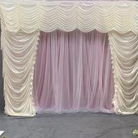 Rideau de fond de scène plissé en satin brillant effet cascade M820, réutilisable pour mariages et événements