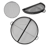 Grille de barbecue ronde en acier à haute teneur en carbone, non en fonte, pour camping extérieur, foyer portable, grill en fil métallique