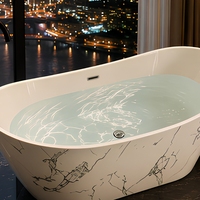 Baignoire autoportante de luxe en acrylique, design marbre, ergonomique, pour bain à remous et spa, idéale pour salle de bain adulte