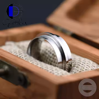 Gentdes Jewelry Blank Rings für Inlay 8MM Silver Titanium Band Herren Ehering