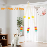 Nouveau jouet interactif pour chat 2026 : plume suspendue rétractable pour chaton, jeu autonome d'intérieur, teaser d'exercice avec clochette élastique mains libres