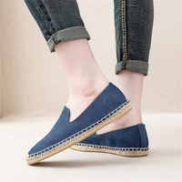 Espadrilles en toile décontractées et simples pour hommes, semelle en chanvre absorbant la transpiration, antidérapantes, mules d'été à enfiler