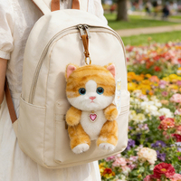 Porte-clés en peluche polyester chat Kawaii avec logo personnalisé, grands yeux, pendentif cœur, breloque de sac à dos, vente en gros, directement de l'usine, décoration de sac unisexe