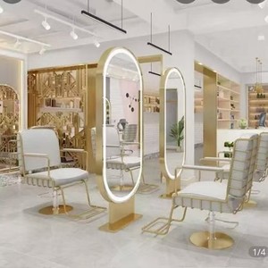 New Luxury Barbershop Salon <b>Mirror</b> Customized Styling Station Beauty <b>Mirrors</b> Barber Furniture Dual Sided Lighted <b>Mirror</b> - Product Image 5