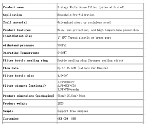 20 "PP + CTO + UDF filtreler büyük mavi su arıtma sistemi ile özel tüm ev altında lavabo 3 aşamalı ön filtrasyon su arıtıcısı - Product Image 3