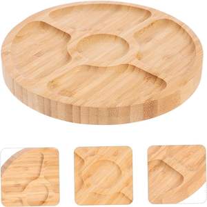 Plato de postre de bambú rústico, bandeja de mesa de café, bandeja de pan dividida, soporte para servir comida para fiesta, boda, bandeja de madera decorativa - Product Image 2