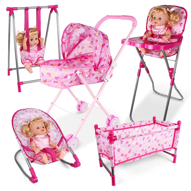 Baby Doll Stroller Toy Simulation Baby Dining Chair Rocking Chair Swing Bed Toy