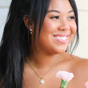 여성을위한 Milskye 귀여운 보석 고급 패션 14k 도금 골드 황동 다이아몬드 방패 신앙 목걸이 - Product Image 2