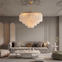 Lustre LED en albâtre naturel doré, style moderne minimaliste, design chinois, lampe en cuivre pour salle à manger, éclairage design