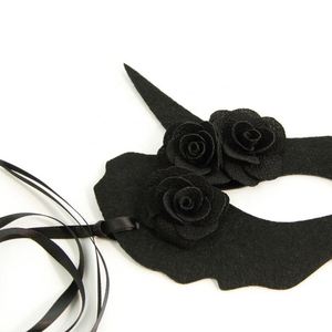Masque noir sexy pour fille, décorations de fleurs noires, masque de fête costumée d'Halloween, nouveau design - Product Image 3