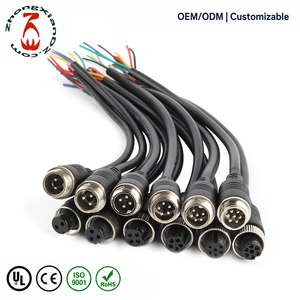 Промышленный водонепроницаемый круговой разъем OEM <span class=keywords><strong>M12</strong></span> с A-кодировкой, с фиксацией резьбы, прямой/угловой, штекер/гнездо, ПВХ, IP67 - Product Image 1