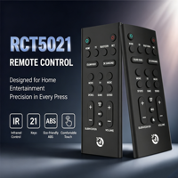 Télécommande IR JCXK RCT5021 à 21 touches pour TV, boutons en silicone, remplacement OEM ODM, pile CR2025, longue portée