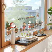 Pegatinas de Ventana Removibles y Reutilizables con Dibujos Animados de Navidad, Santa Claus y Animales del Bosque, para Habitaciones Infantiles y Decoración de Fiestas