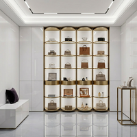 Hochkapazitäts-Handtaschen-Vitrine mit 180-Grad-Manueller Drehfunktion und LED-Beleuchtung für Wohnbereich-Organisation Mehrstöckige Glas-Taschenauslage