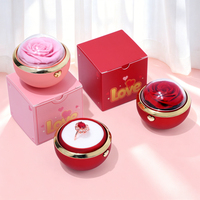 Boîte à bijoux de voyage portable avec fleur de rose rotative, format compact, vide, pour ranger bagues et colliers