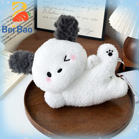 Peluche chien blanc moelleux et doux, oreilles grises en peluche, style dessin animé, chiot de compagnie, jouet en vrac pour prix de jeu d'arcade Crane Vending