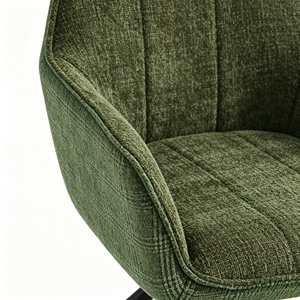 Chaise de salle à manger pivotante moderne en tissu vert rembourré avec pieds en métal, design contemporain, mobilier pour la maison - Product Image 6