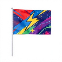Drapeaux miniatures personnalisés pour l'e-sport, 100% polyester, style fanion, écologiques, drapeaux à agiter à la main avec poteaux en bambou