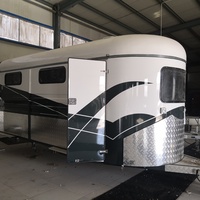 Semi-remorque de transport de 3 chevaux avec double essieu, freins électriques, capacité 4T, remorque de luxe pour chevaux et logement intégré