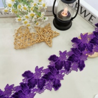 Découpe laser de tissus en velours, dentelle à double couche, garniture en maille pour lingerie, soutien-gorge, robe, robe de soirée, applique brodée 3D.