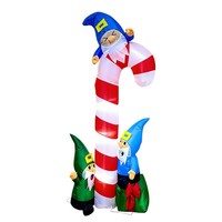 Décoration de Noël gonflable de 1,8 mètre avec elfe et canne à sucre, éclairée par des lumières LED, pour jardin et fêtes en extérieur