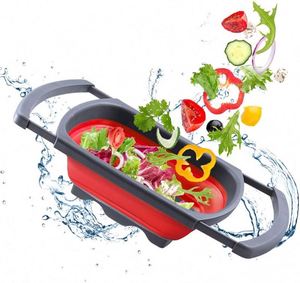 Cesta Coladora Rectangular Plegable para Verduras y Frutas con Asa Extensible, Venta al por Mayor Directa de Fábrica - Product Image 1