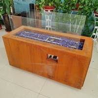 Meubles de jardin en métal, 2 pièces, moderne, table de foyer en acier, arrière-cour, propane