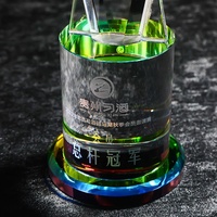 Trophée de sculpture humanoïde de golf en cristal Transparent personnalisé tasse supérieure texte gravé au laser prix sportif
