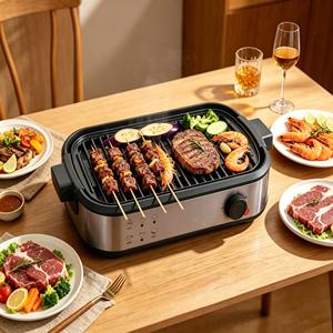 <span class=keywords><strong>Grill</strong></span> électrique vertical rotatif, barbecue à température contrôlée, antiadhésif, facile à nettoyer avec filtre à charbon pour éliminer la <span class=keywords><strong>fumée</strong></span> - Product Image 1