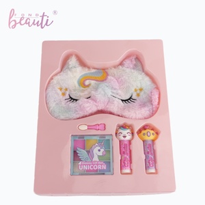 Ensemble de maquillage pour enfants licorne fantastique, poudre pour le visage, fard à paupières et masque de sommeil en peluche pour filles, non toxique, sans paraben - Product Image 2