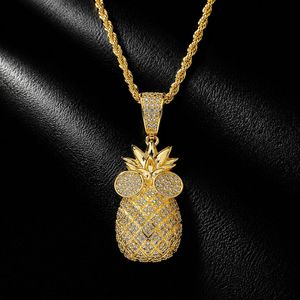 Oferta Especial: Collar de Hombre Hip Hop con Colgante de Piña de Dibujos Animados de Latón y Circones, con Gafas y Efecto Iced Out, Joyería Urbana al por Mayor - Product Image 2