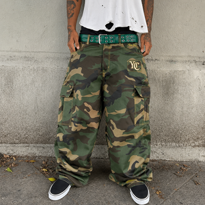 <span class=keywords><strong>Pantaloni</strong></span> <span class=keywords><strong>Cargo</strong></span> da Uomo Personalizzati in Cotone con Tasche Multiple, Stile Streetwear Oversize a Gamba Larga, Camouflage, Modello Carpenter - Product Image 2