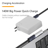 Adaptateur convertisseur magnétique JILIAN Mag3 USB PD 140W, sortie CC pour ordinateur portable, charge rapide avec protection contre les courts-circuits en alliage de zinc