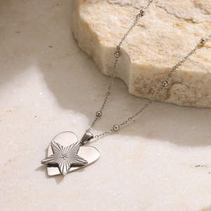 Collar de Acero Inoxidable 304 Chapado en Oro de 18K de Moda, con Colgante de Estrella y Corazón de Circonita, Diseño Electrochapado para Mujer, Accesorios de Moda - Product Image 6