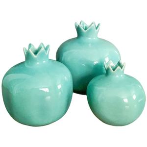 Jarrón Decorativo Multifuncional Personalizado para el Hogar, de Cerámica Roja, Blanca y Turquesa, con Forma de Fruta de Granada, Portavelas Votivas - Product Image 5